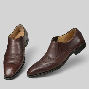 Mezlan Rioja Brogue Wingtip Slip On Loafer - Brown Leather Mens Size 10 M